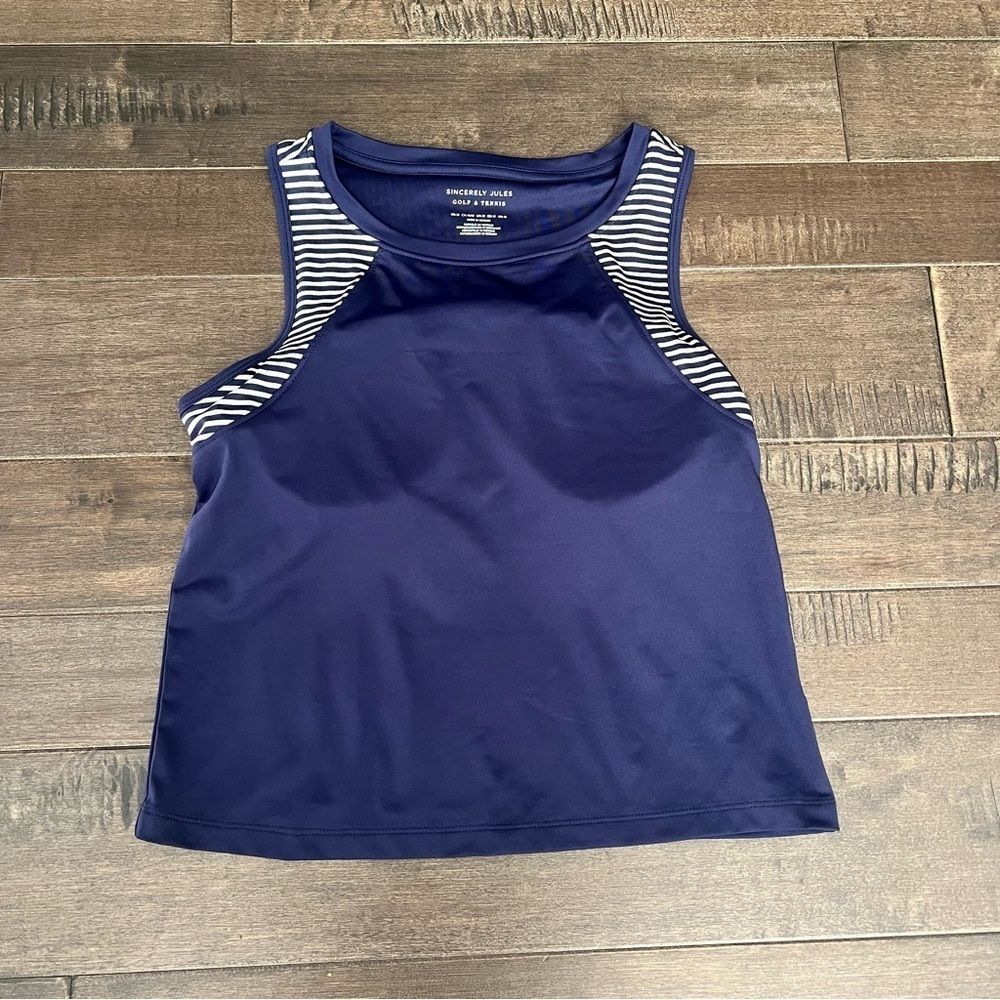 NEW Sincerely Jules Golf & Tennis Top Tank Shirt Sleeveless Navy M